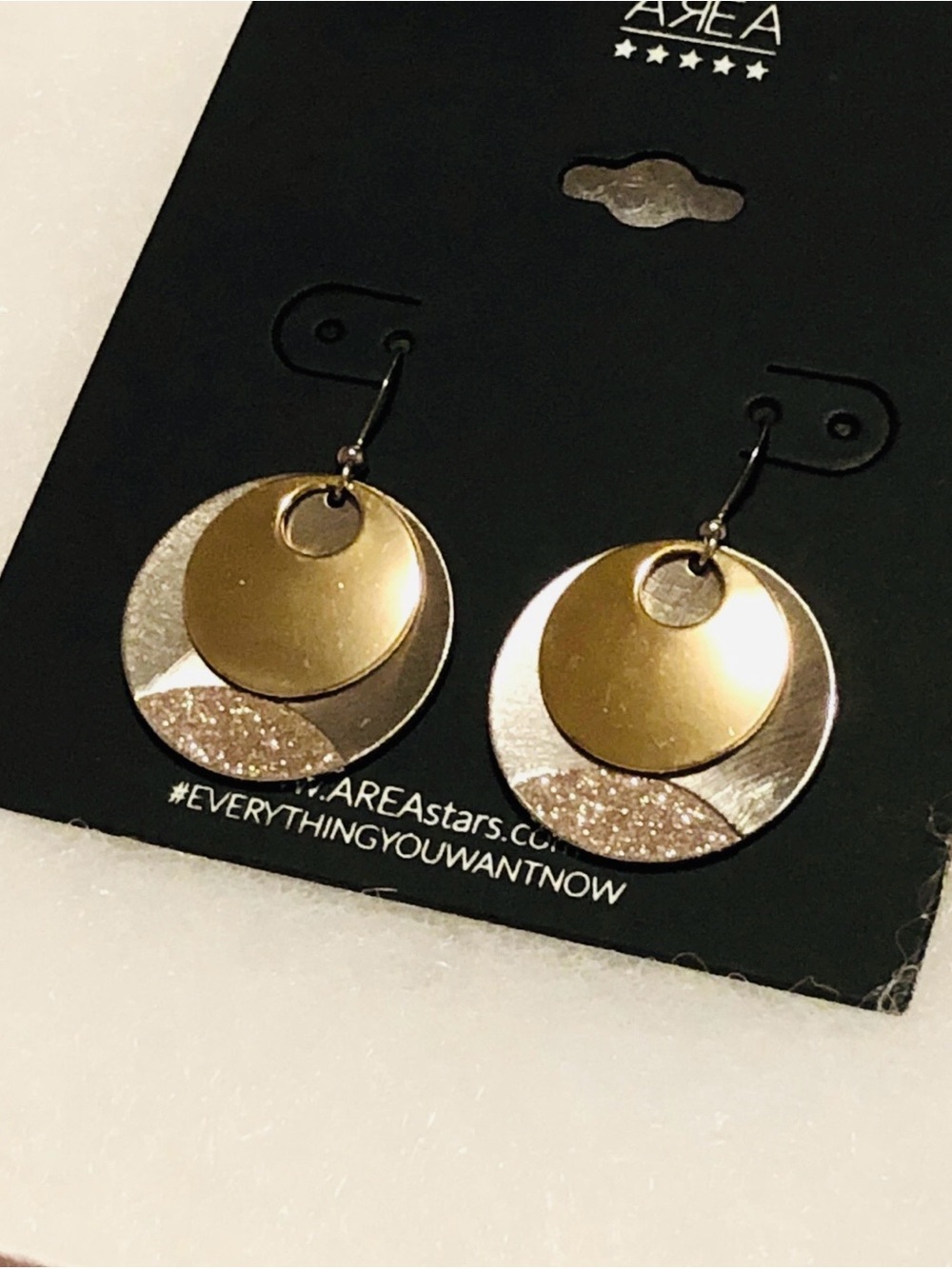 AREA Two-Tone Layered Disc Drop Earrings in Gold and Silver